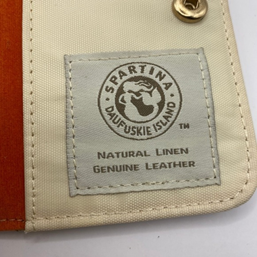 Spartina Retro Geometric Bifold Wallet Wristlet Natural Linen Leather Trim. - Picture 7 of 8